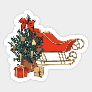 Christmas sleigh red Sticker